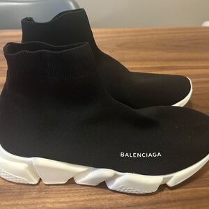 Balenciaga Speed Trainers Mid Black Sock White Rubber Sneaker SZ 44